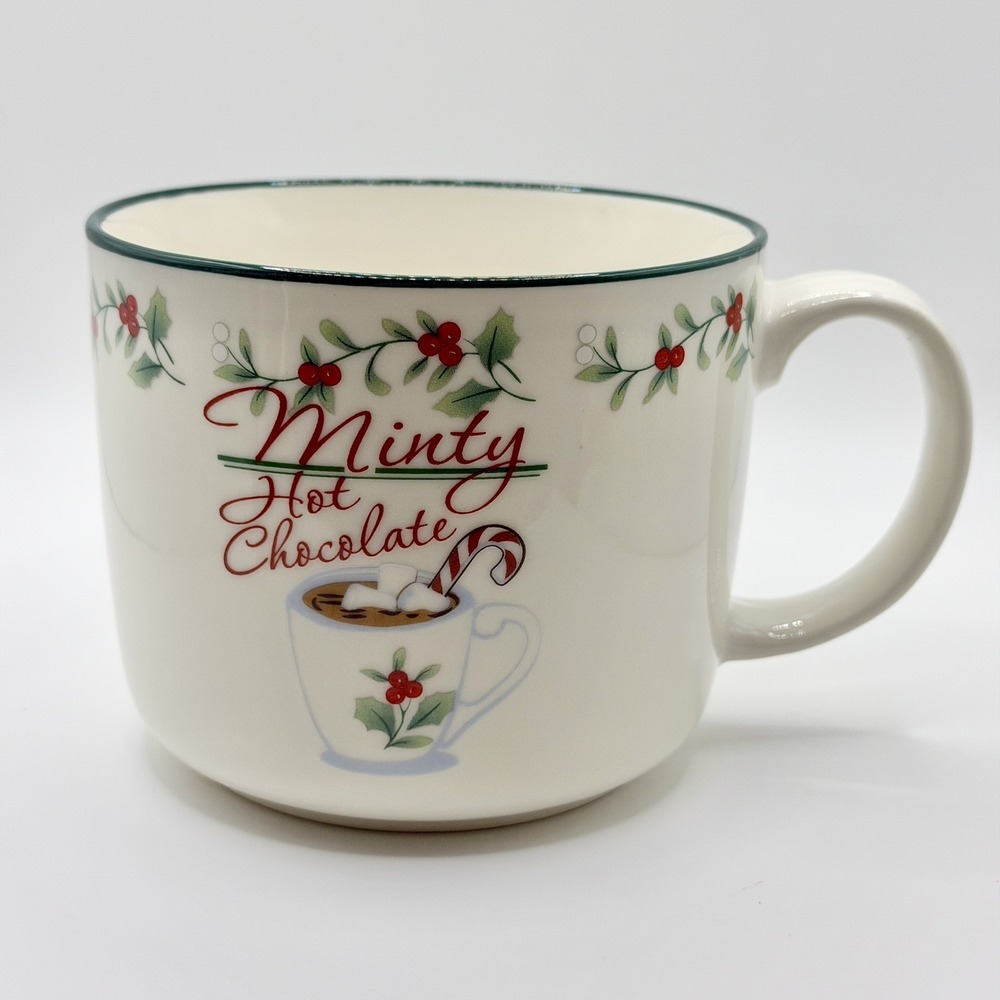 2019 Pfaltzgraff Winterberry Large Minty Hot Chocolate Recipe Mug 20oz EUC